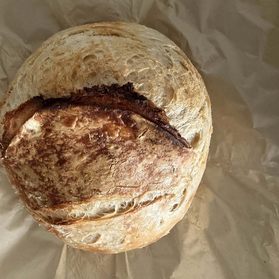 Sourdough bread baked by a customer with Bucky Live