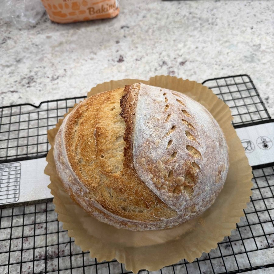 Sourdough bread baked by a customer with Bucky Live