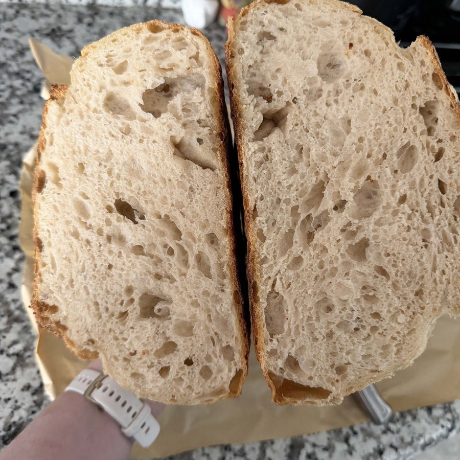 Sourdough bread baked by a customer with Bucky Live